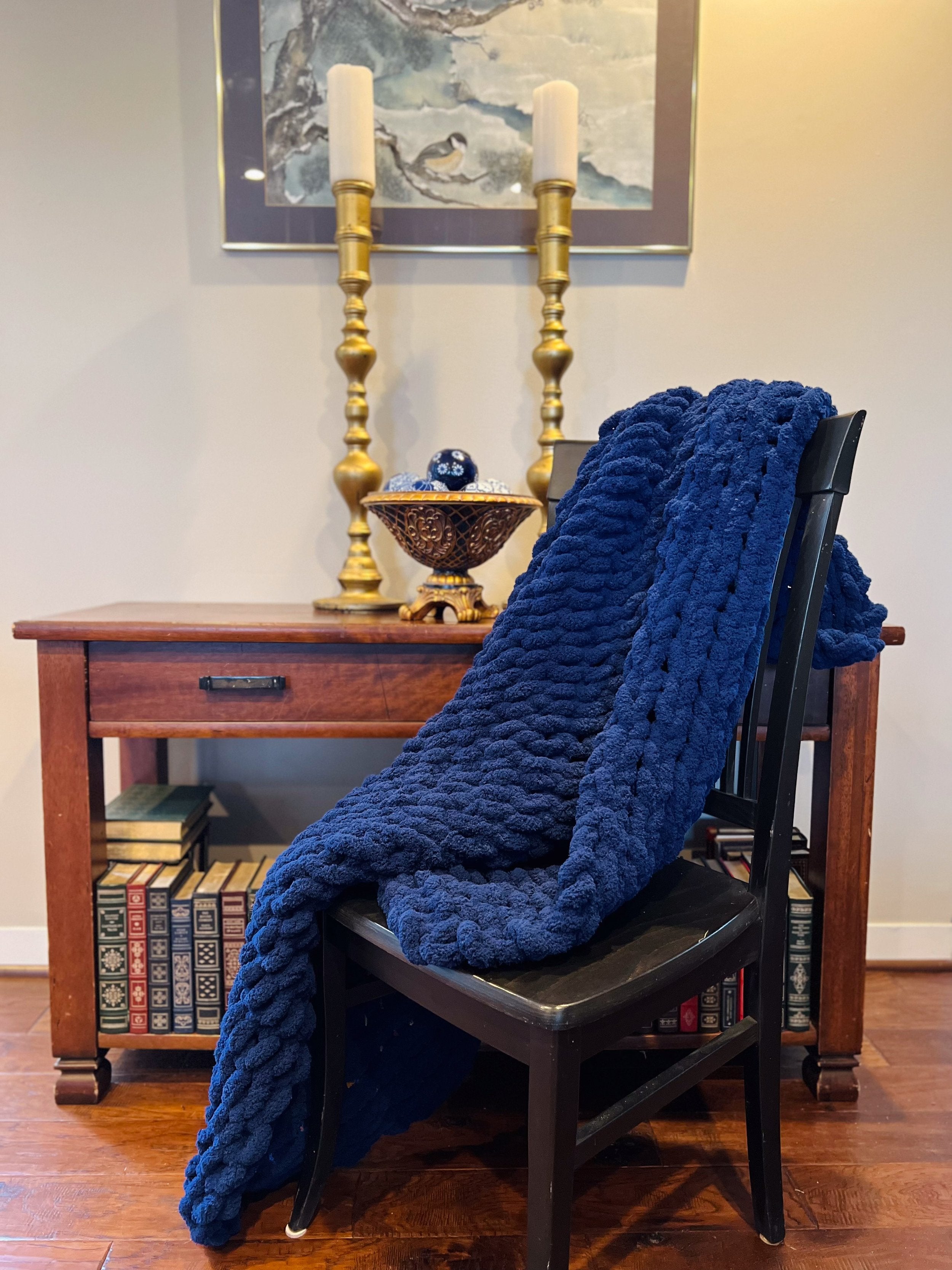 Navy Large Knot Blanket