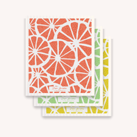 Set of 3 Swedish Dishcloth: Orange Yellow Green Citrus Fruit