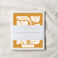 Set of 3 Swedish Dishcloth: Yellow Block Flowers