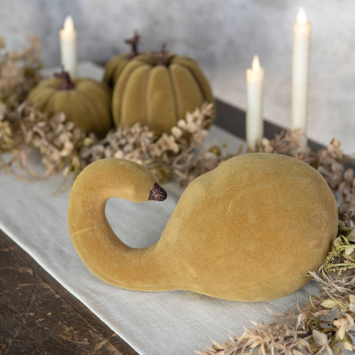 11.5" GREEN FLOCKED GOURD