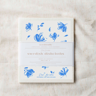 Set of 3 Swedish Dishcloth: French Blue Flowers