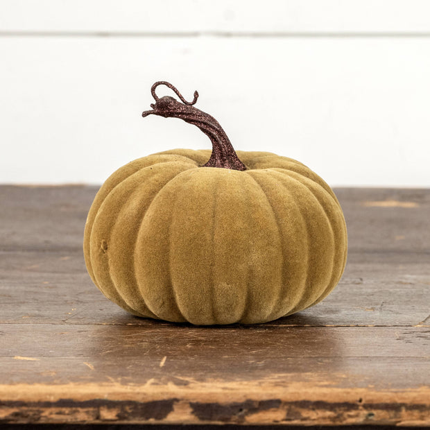 5" GREEN FLOCKED PUMPKIN