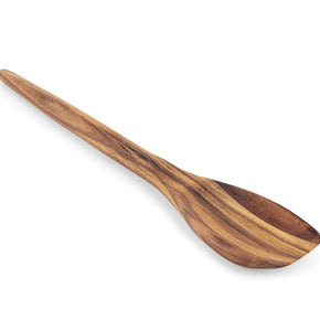 Wooden spoon with a striped pattern on a white background