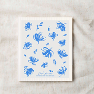 Set of 3 Swedish Dishcloth: French Blue Flowers