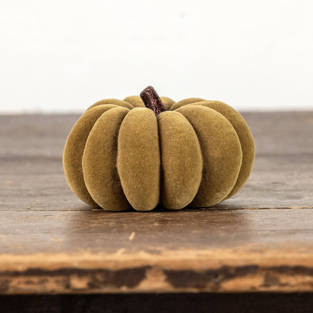 3" GREEN FLOCKED PUMPKIN