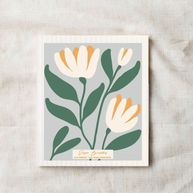 Set of 3 Swedish Dishcloth: Growing Three White Flowers