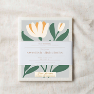 Set of 3 Swedish Dishcloth: Growing Three White Flowers