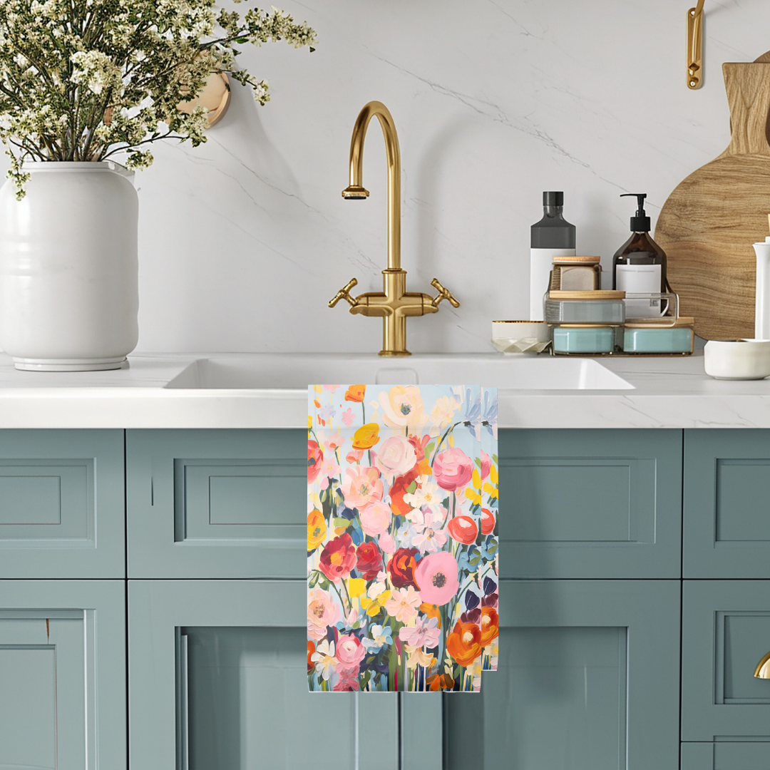 Flowers Bouquet Kitchen| Recycle Microfiber Waffle Tea Towel