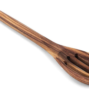 Wooden spoon with a unique design on a white background