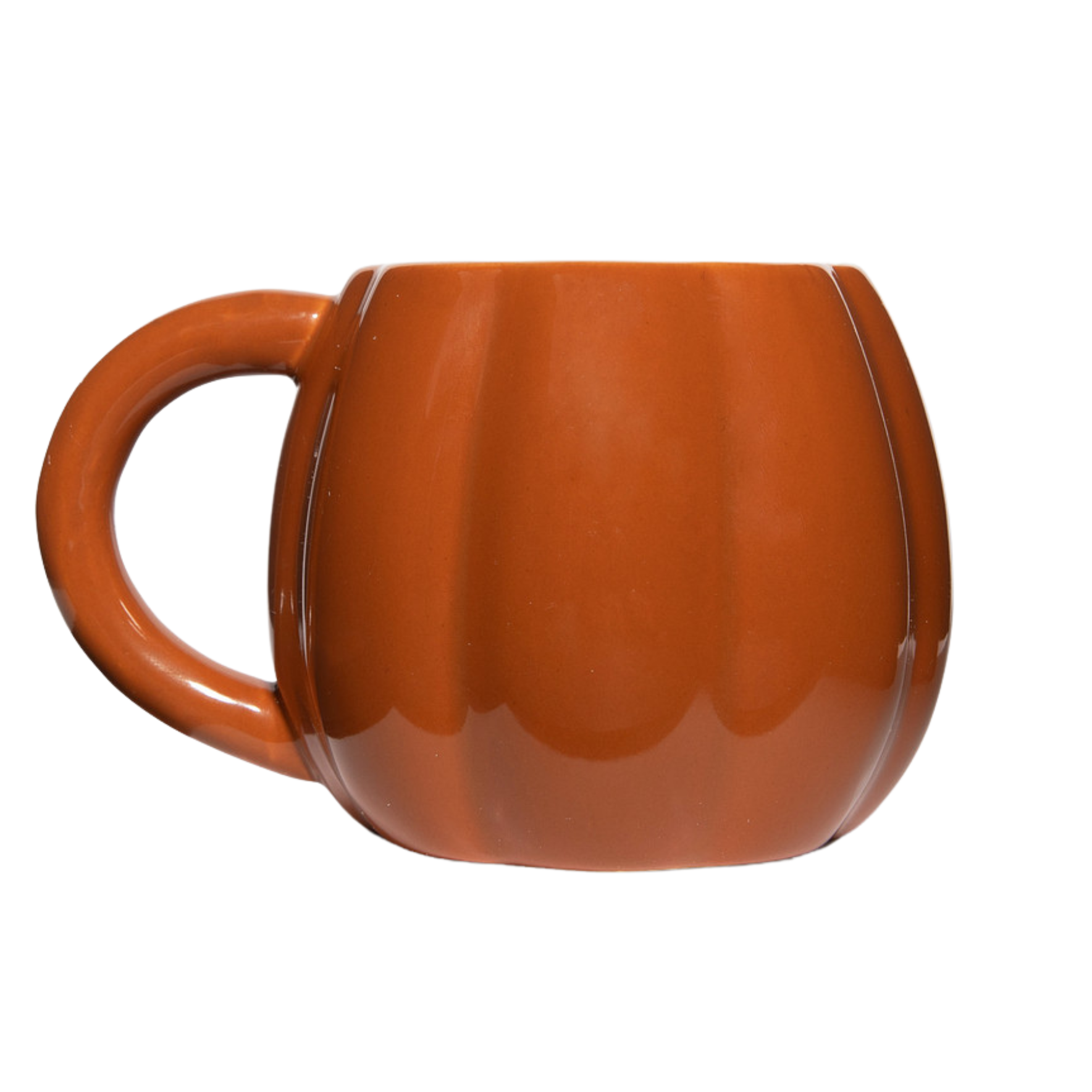 Orange mug on a white background
