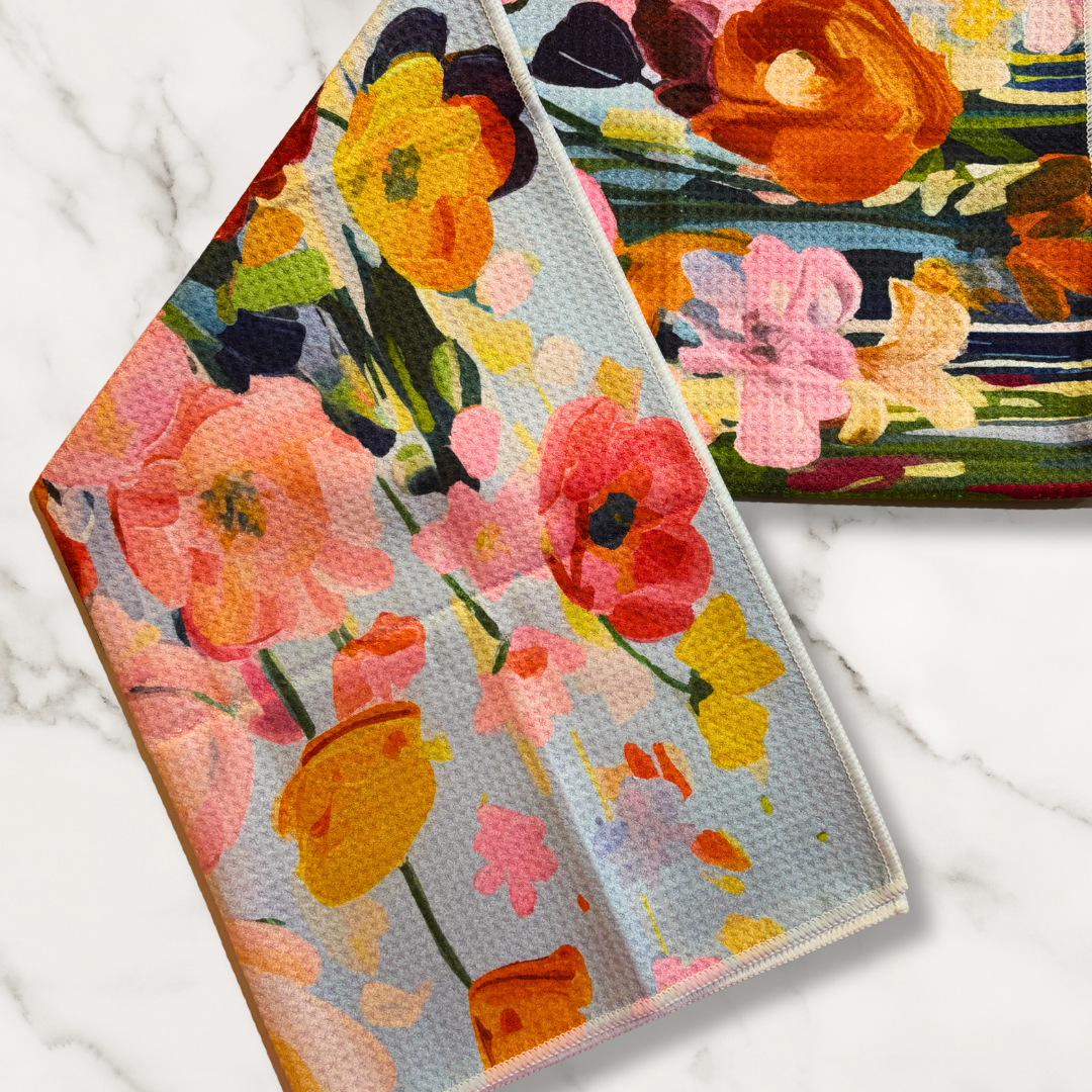 Flowers Bouquet Kitchen| Recycle Microfiber Waffle Tea Towel