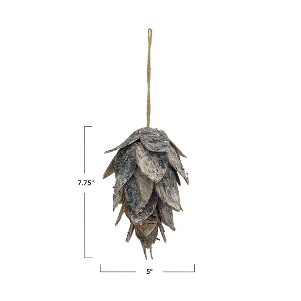 Birch Bark Pine Cone Ornament