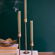Brass Finish Candle Holders, Set of 3