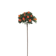 Artificial plant with orange flowers on a white background