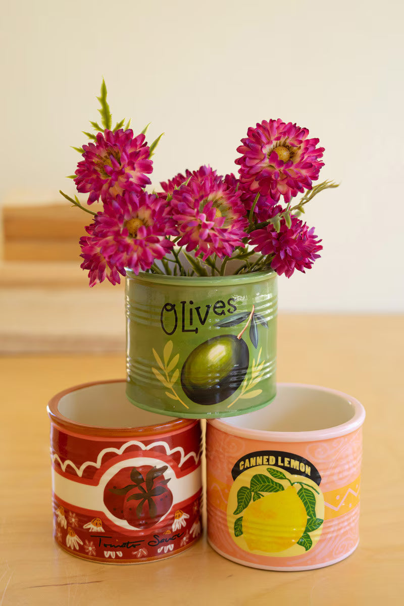 Ceramic Canned Goods Planters, 3 styles
