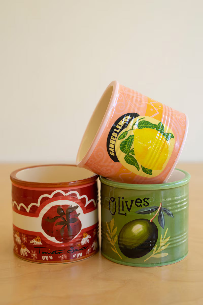 Ceramic Canned Goods Planters, 3 styles