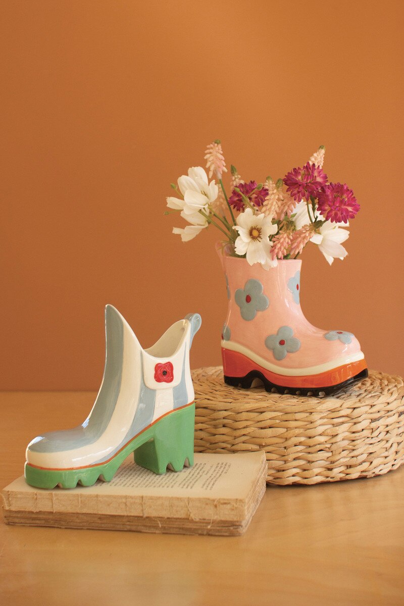 Ceramic Rubber Boot Vases, 2 styles