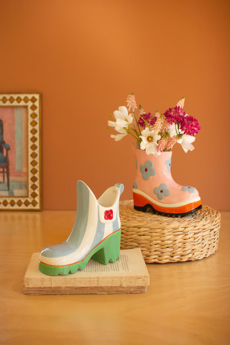Ceramic Rubber Boot Vases, 2 styles
