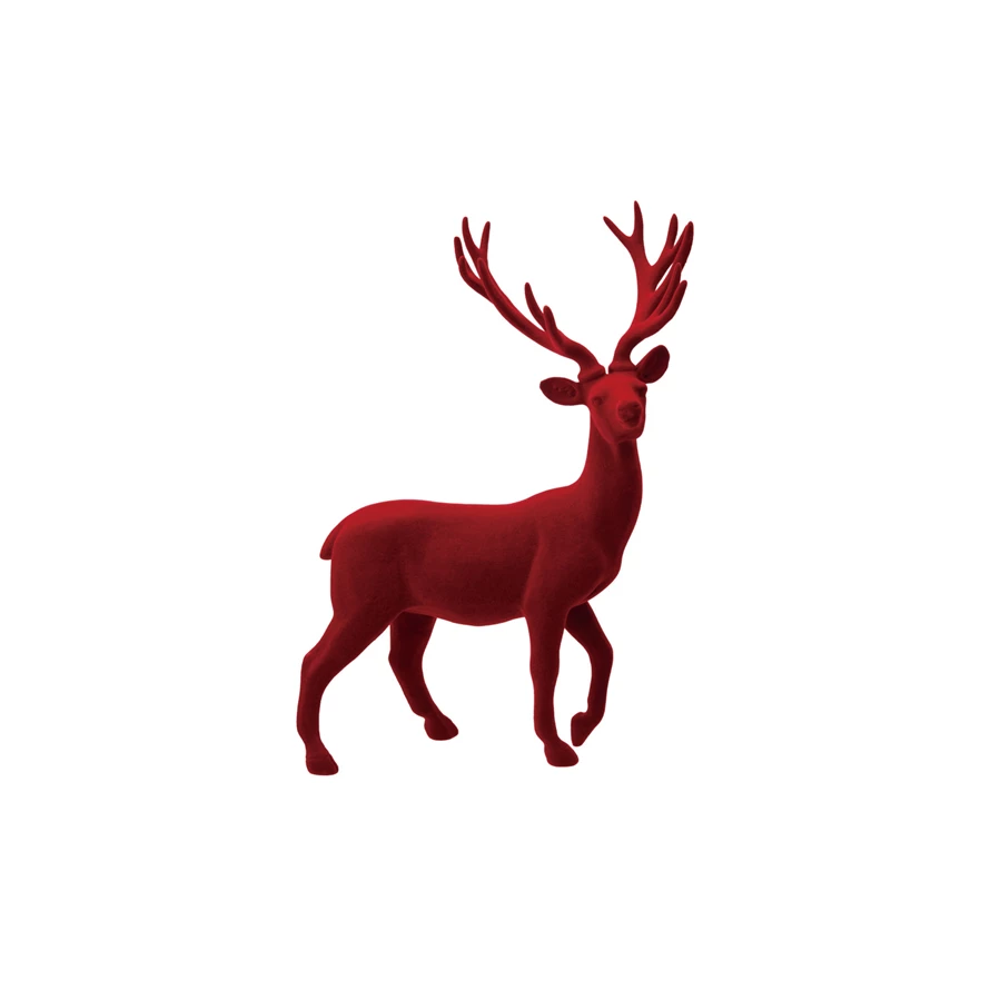 Red deer figure on a white background