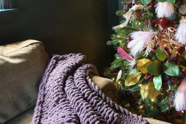 French Lilac Large Knit Blanket