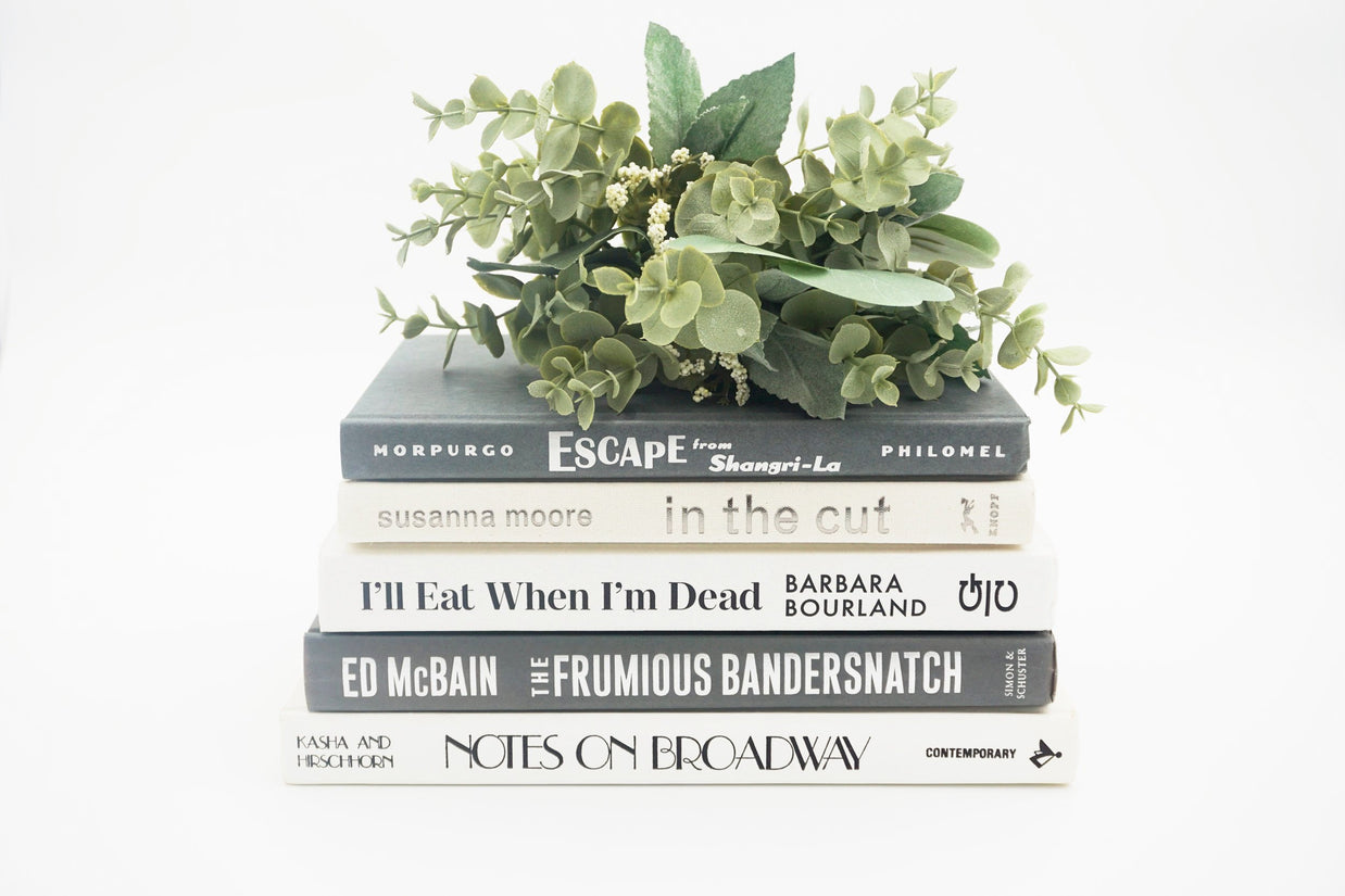 Gray and White Curated Books, Set of Five