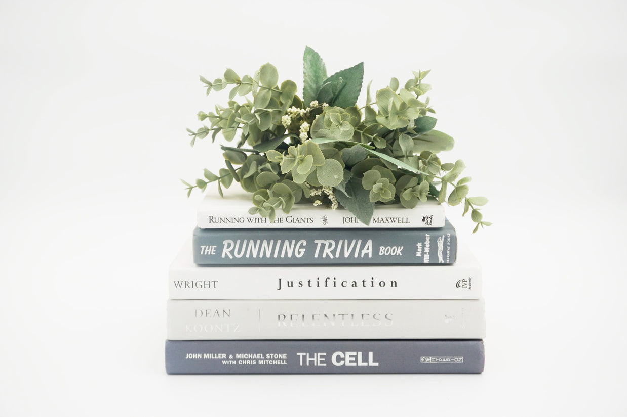 Gray and White Curated Books, Set of Five