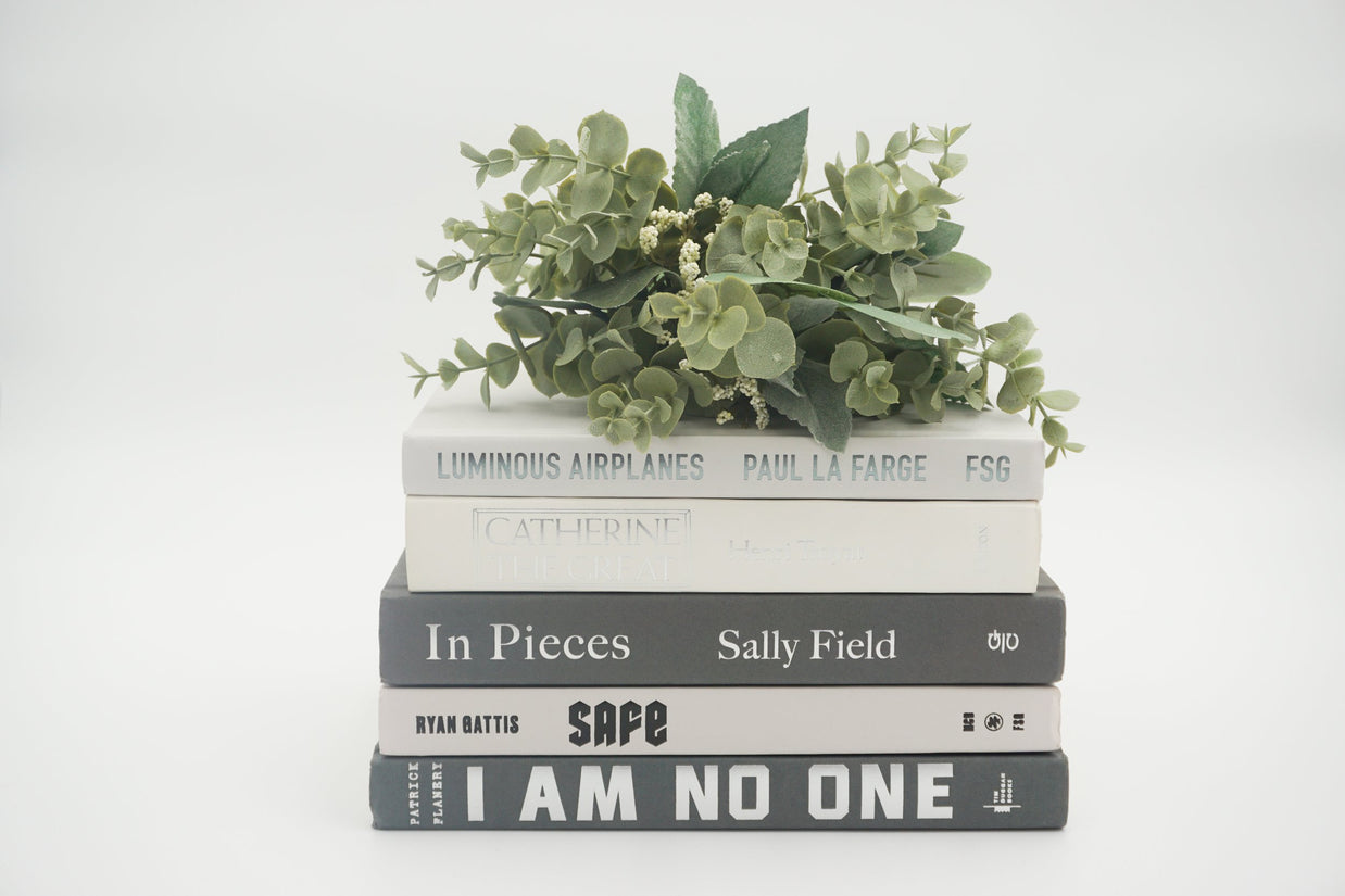 Gray and White Curated Books, Set of Five
