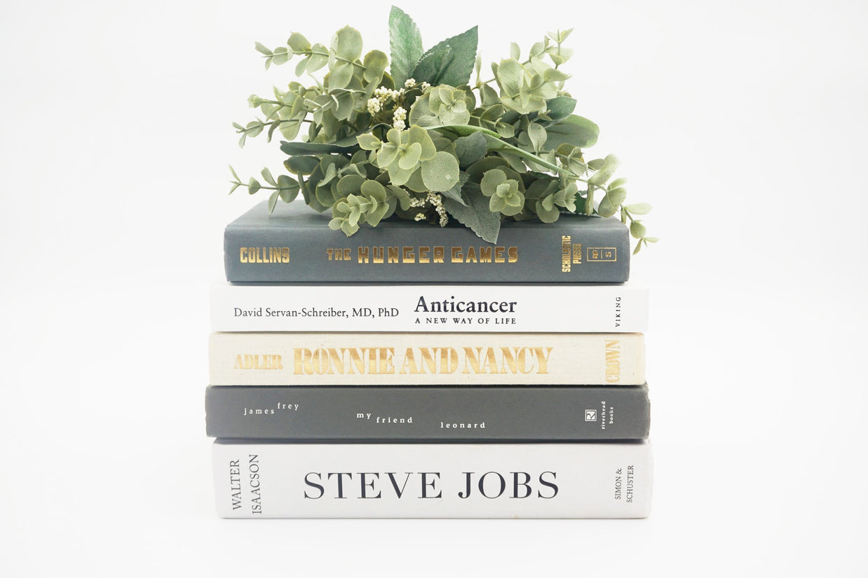 Gray and White Curated Books, Set of Five