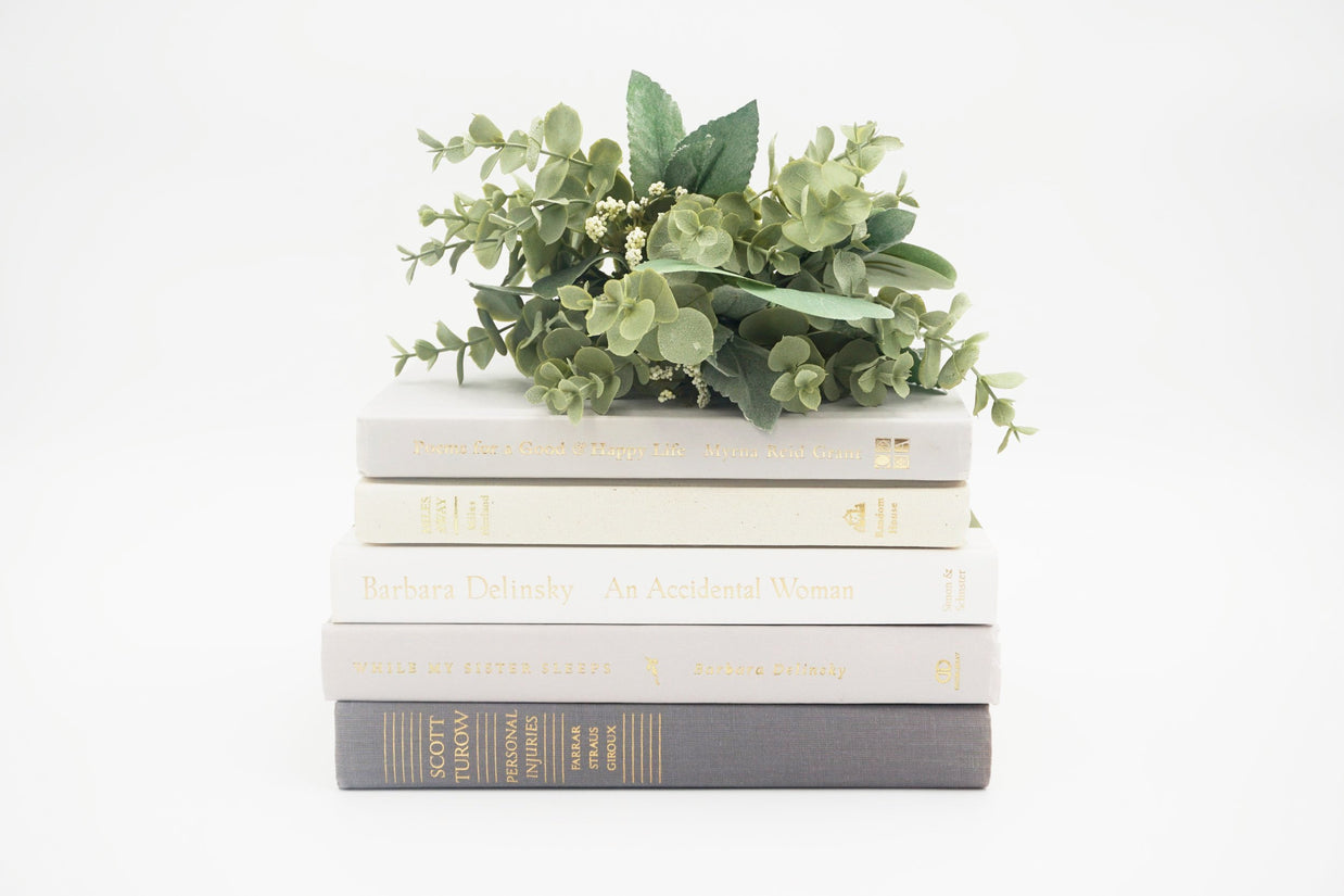 Gray and White Curated Books, Set of Five