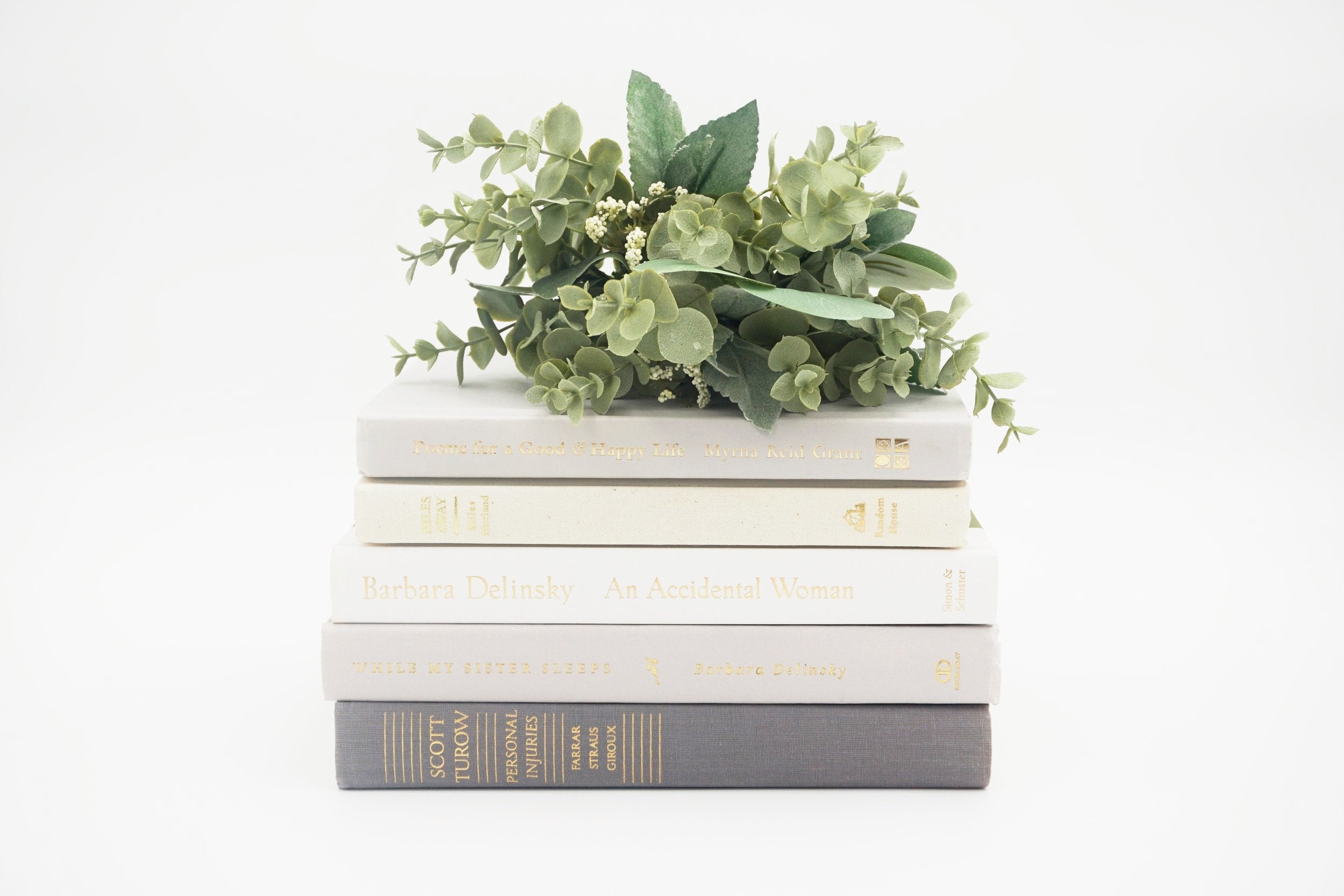 Gray and White Curated Books, Set of Five