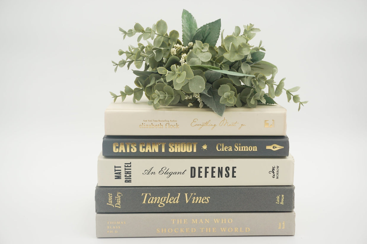 Gray and White Curated Books, Set of Five