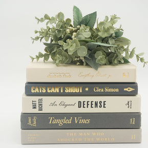 Gray and White Curated Books, Set of Five