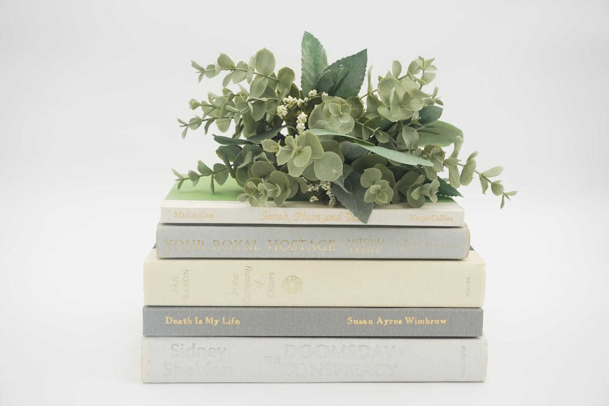 Gray and White Curated Books, Set of Five