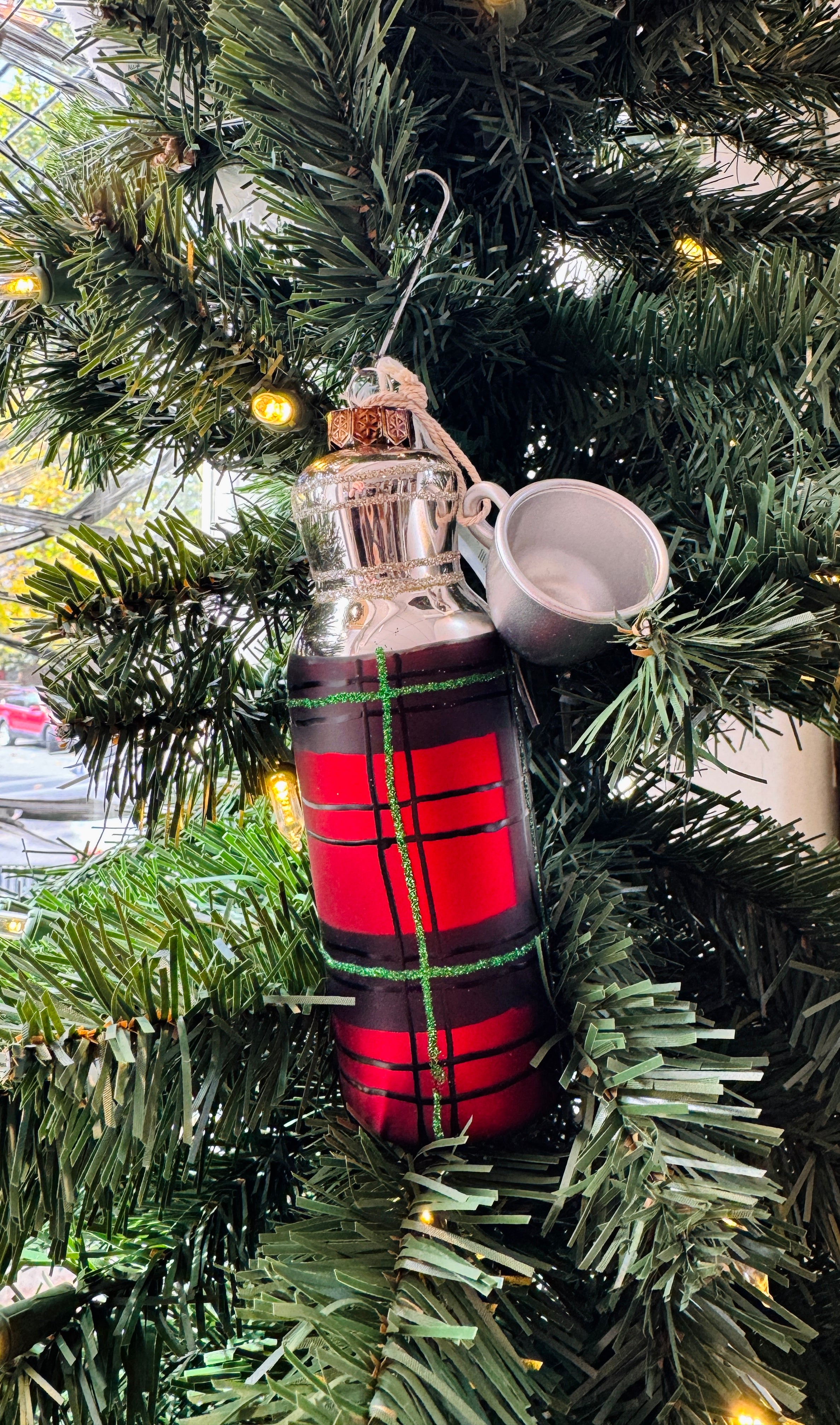 Plaid Thermos Ornament