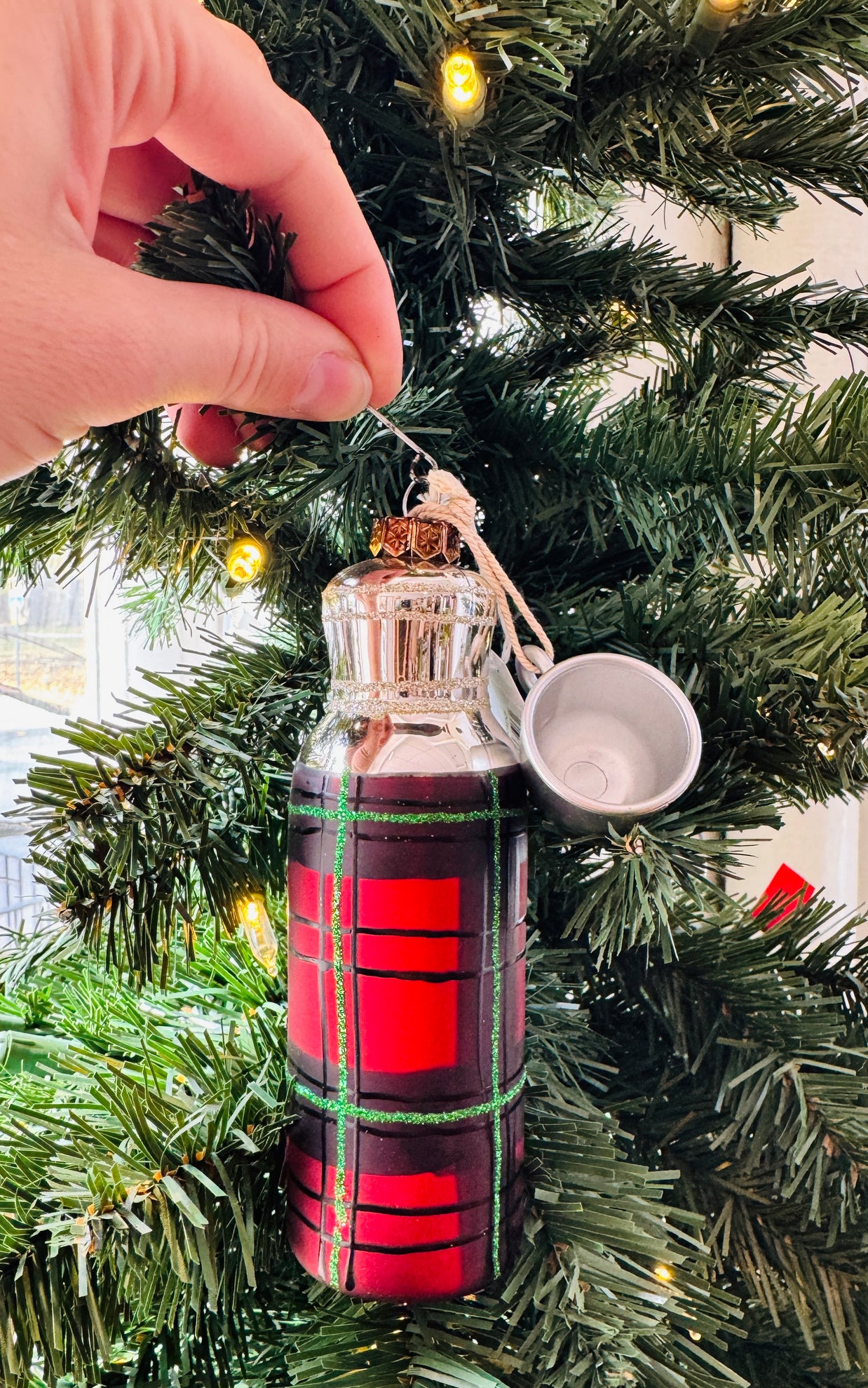 Plaid Thermos Ornament