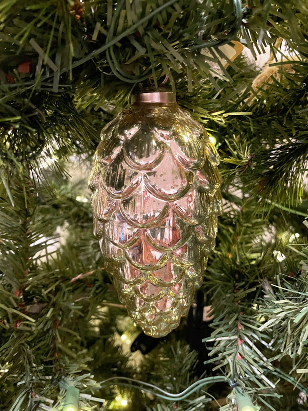 Pine Cone Burnished Mercury Glass Ornament