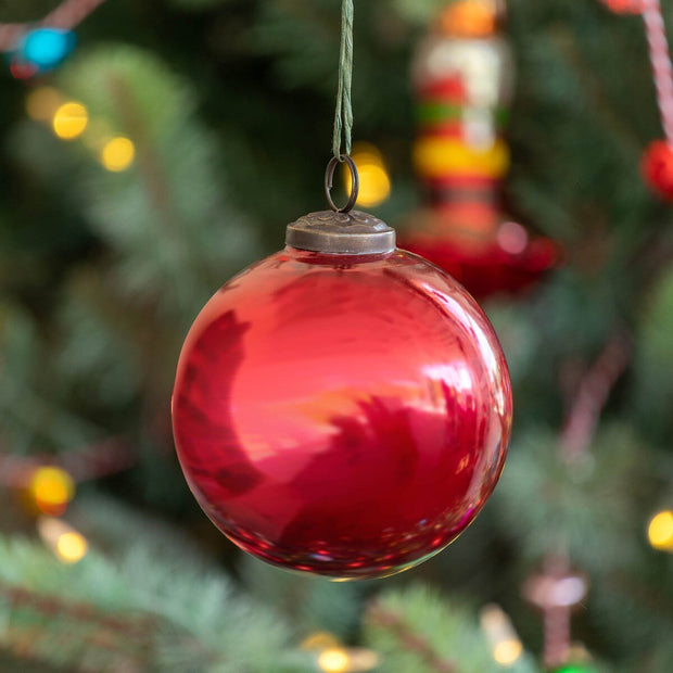 Medium Shiny Ruby Glass Ornament