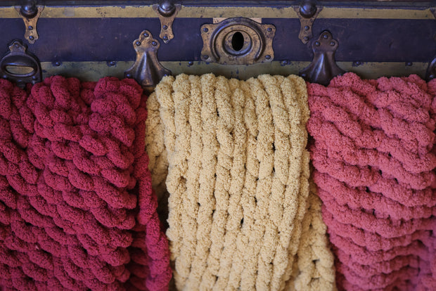 Trio of Large Knit Blankets in a Chest