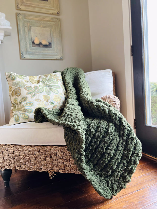 Olive Large Knit Blanket