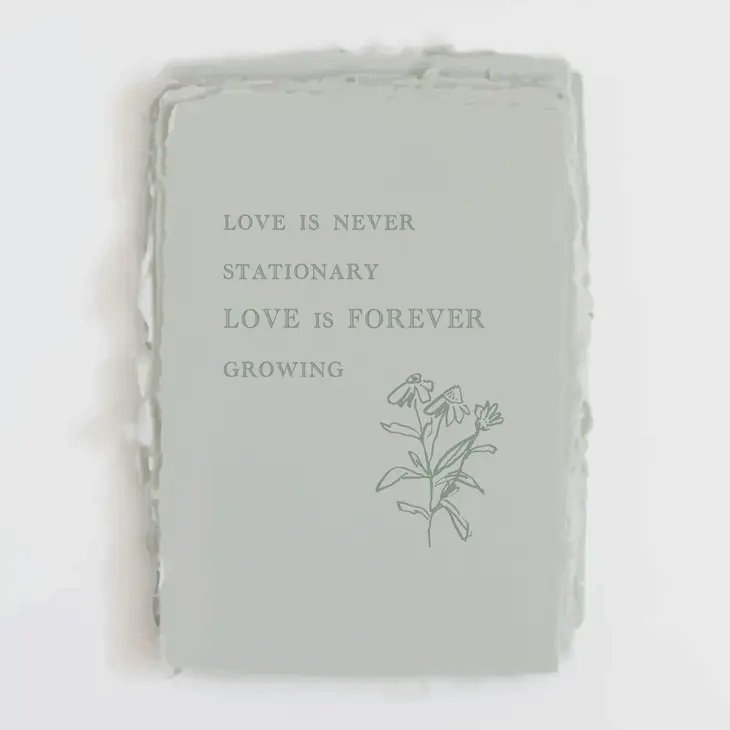 Front-"Love is never stationary" Flower Valentines Love Card