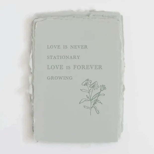 Front-"Love is never stationary" Flower Valentines Love Card