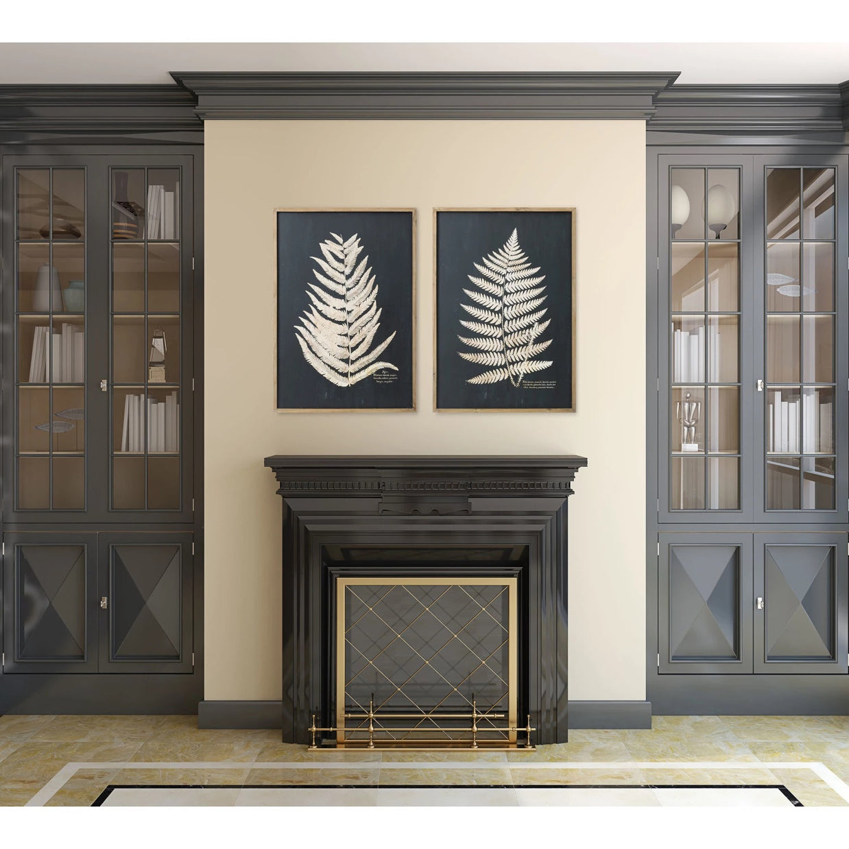 Black and Tan Leaf Wall Art, 2 Styles
