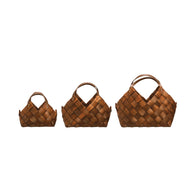 Woven Baskets with Handles, 3 Sizes