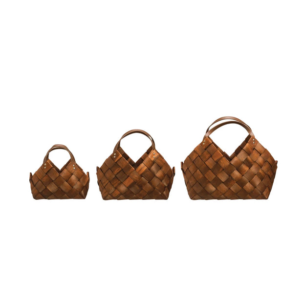 Woven Baskets with Handles, 3 Sizes