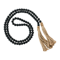 Paulownia Wood Bead Garland with Jute Tassels