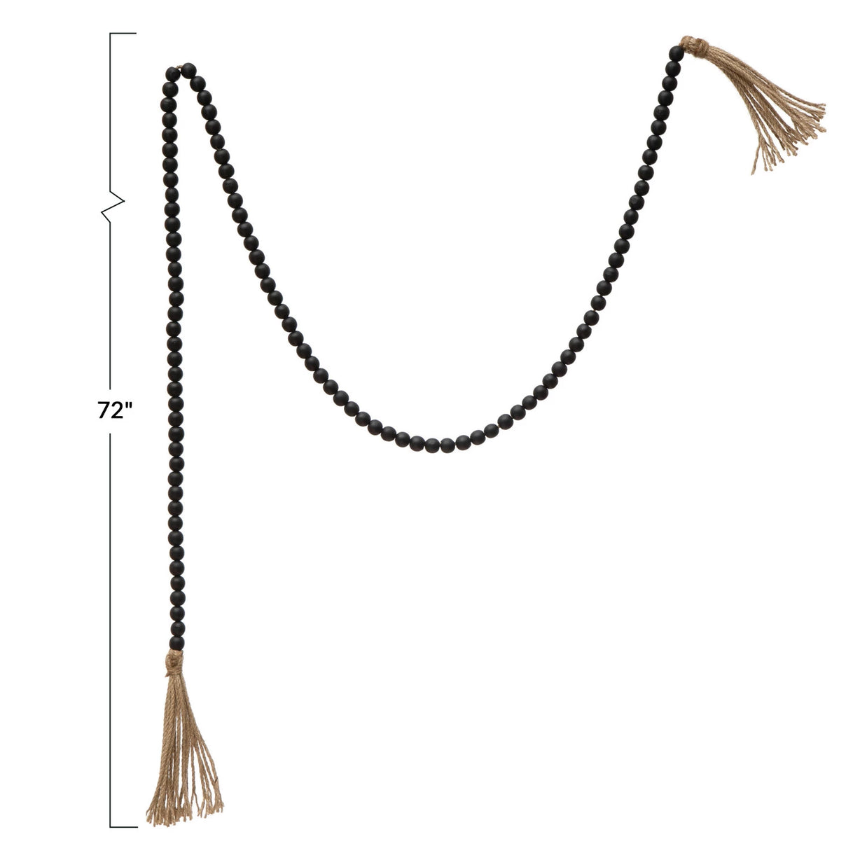 Paulownia Wood Bead Garland with Jute Tassels