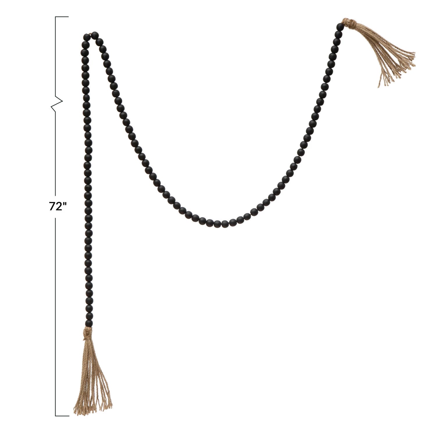 Paulownia Wood Bead Garland with Jute Tassels