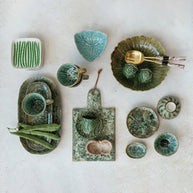Hand-Painted Stoneware Plate with Vegetables, 4 styles
