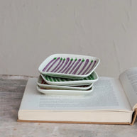 Hand-Painted Stoneware Plate with Vegetables, 4 styles