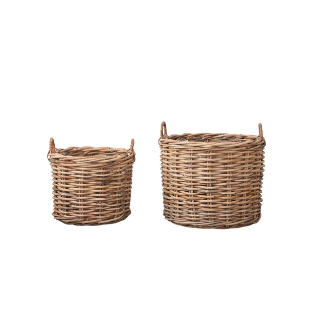 Woven Rattan Baskets with Handles, 2 sizes